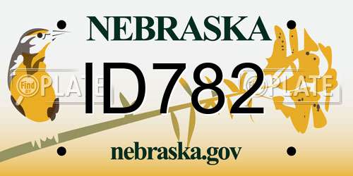 ID782 Nebraska License Plate