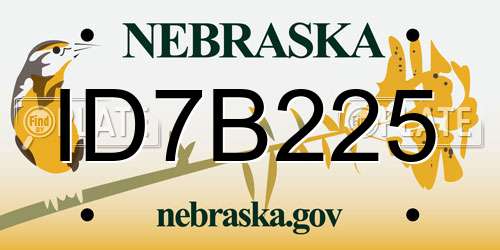 ID7B225 Nebraska License Plate