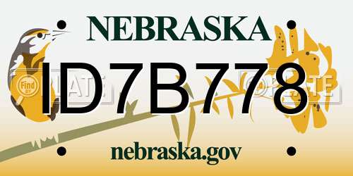 ID7B778 Nebraska License Plate
