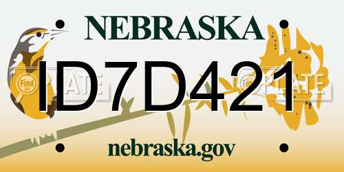 ID7D421 Nebraska License Plate