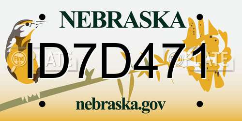 ID7D471 Nebraska License Plate