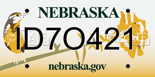 ID7O421 Nebraska License Plate