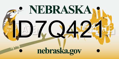 ID7Q421 Nebraska License Plate