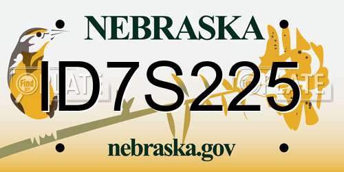 ID7S225 Nebraska License Plate