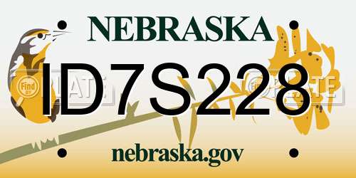 ID7S228 Nebraska License Plate
