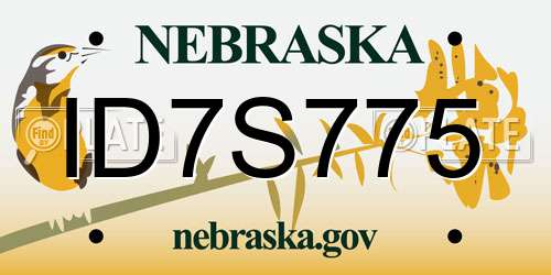 ID7S775 Nebraska License Plate