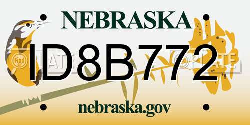 ID8B772 Nebraska License Plate