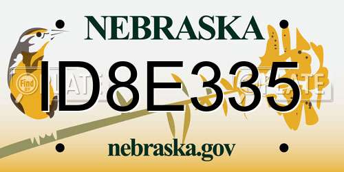 ID8E335 Nebraska License Plate