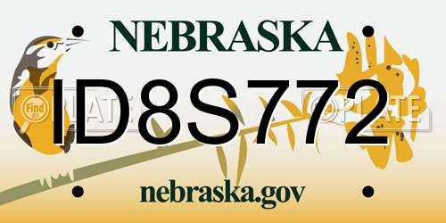 ID8S772 Nebraska License Plate