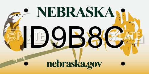 ID9B8C Nebraska License Plate