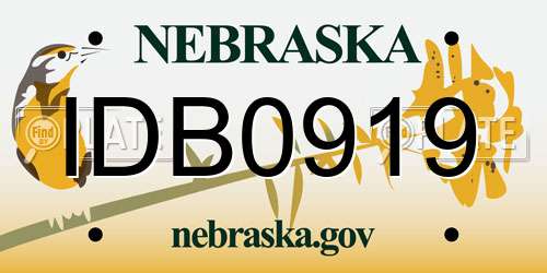 IDB0919 Nebraska License Plate