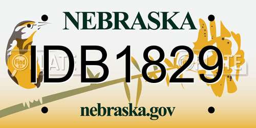 IDB1829 Nebraska License Plate