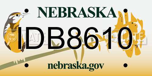 IDB8610 Nebraska License Plate