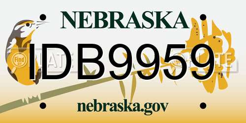 IDB9959 Nebraska License Plate