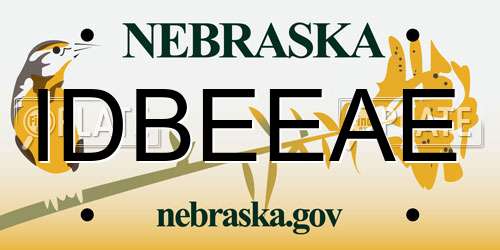 IDBEEAE Nebraska License Plate