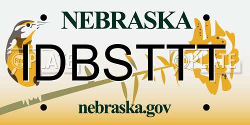 IDBSTTT Nebraska License Plate