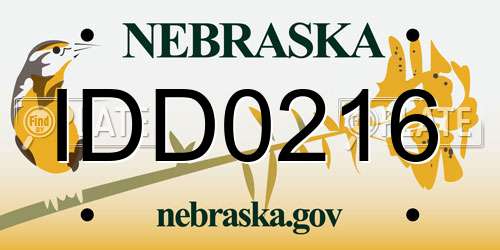 IDD0216 Nebraska License Plate