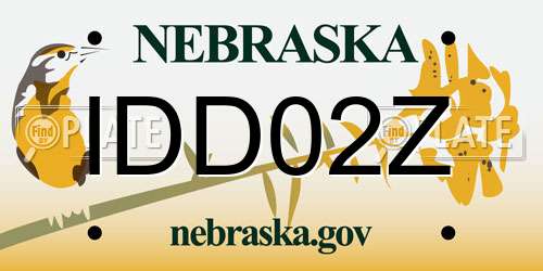 IDD02Z Nebraska License Plate