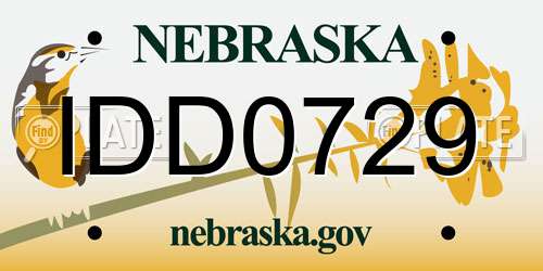 IDD0729 Nebraska License Plate
