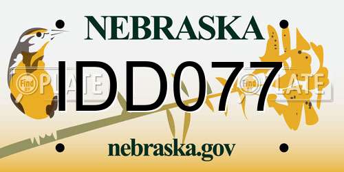 IDD077 Nebraska License Plate