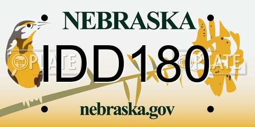 IDD180 Nebraska License Plate