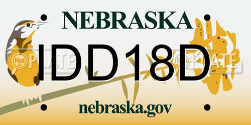 IDD18D Nebraska License Plate