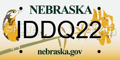 IDDQ22 Nebraska License Plate