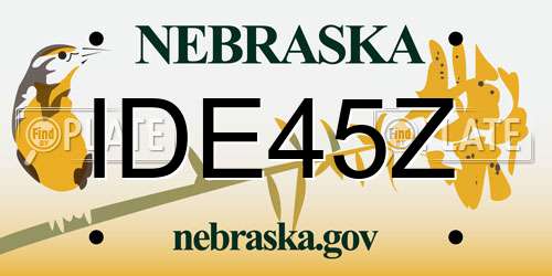 IDE45Z Nebraska License Plate
