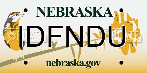 IDFNDU Nebraska License Plate