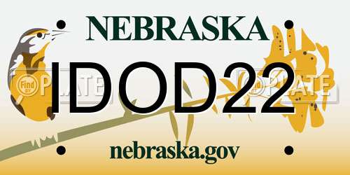 IDOD22 Nebraska License Plate
