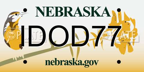 IDOD77 Nebraska License Plate