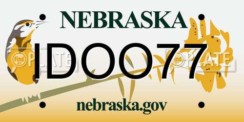 IDOO77 Nebraska License Plate