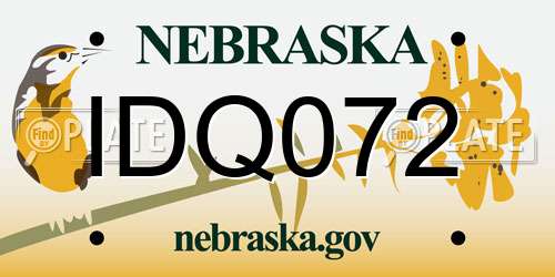 IDQ072 Nebraska License Plate