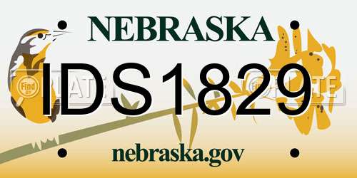 IDS1829 Nebraska License Plate
