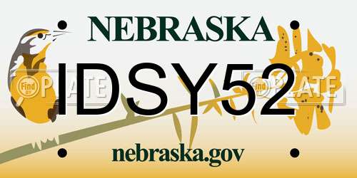 IDSY52 Nebraska License Plate