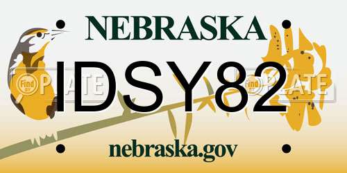 IDSY82 Nebraska License Plate