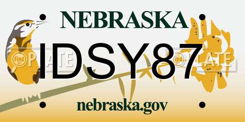 IDSY87 Nebraska License Plate
