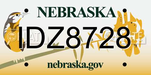 IDZ8728 Nebraska License Plate