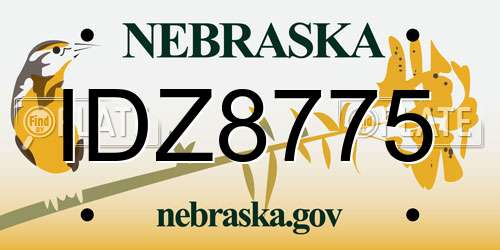 IDZ8775 Nebraska License Plate