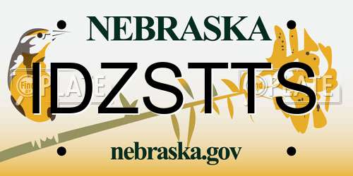 IDZSTTS Nebraska License Plate