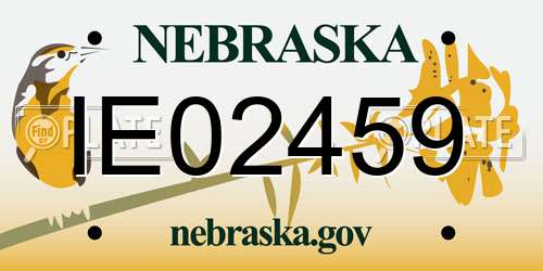 IE02459 Nebraska License Plate