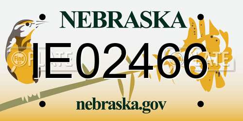 IE02466 Nebraska License Plate