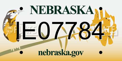 IE07784 Nebraska License Plate