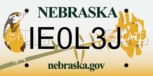 IE0L3J Nebraska License Plate