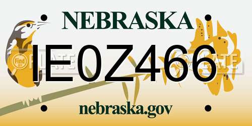 IE0Z466 Nebraska License Plate