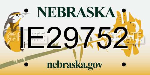 IE29752 Nebraska License Plate