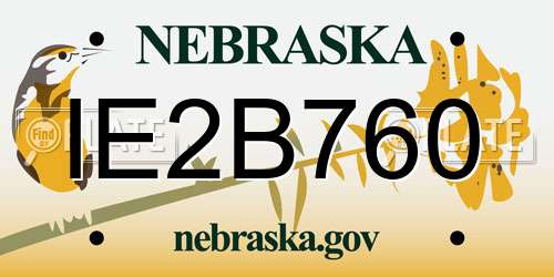 IE2B760 Nebraska License Plate