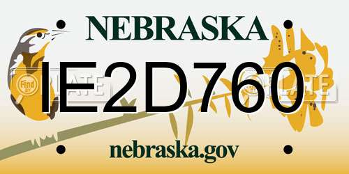 IE2D760 Nebraska License Plate