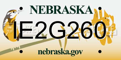 IE2G260 Nebraska License Plate
