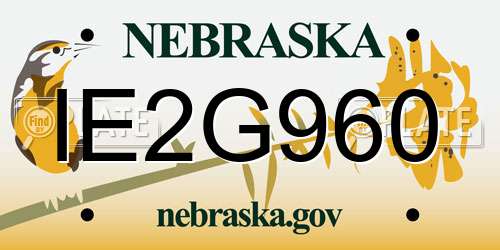 IE2G960 Nebraska License Plate